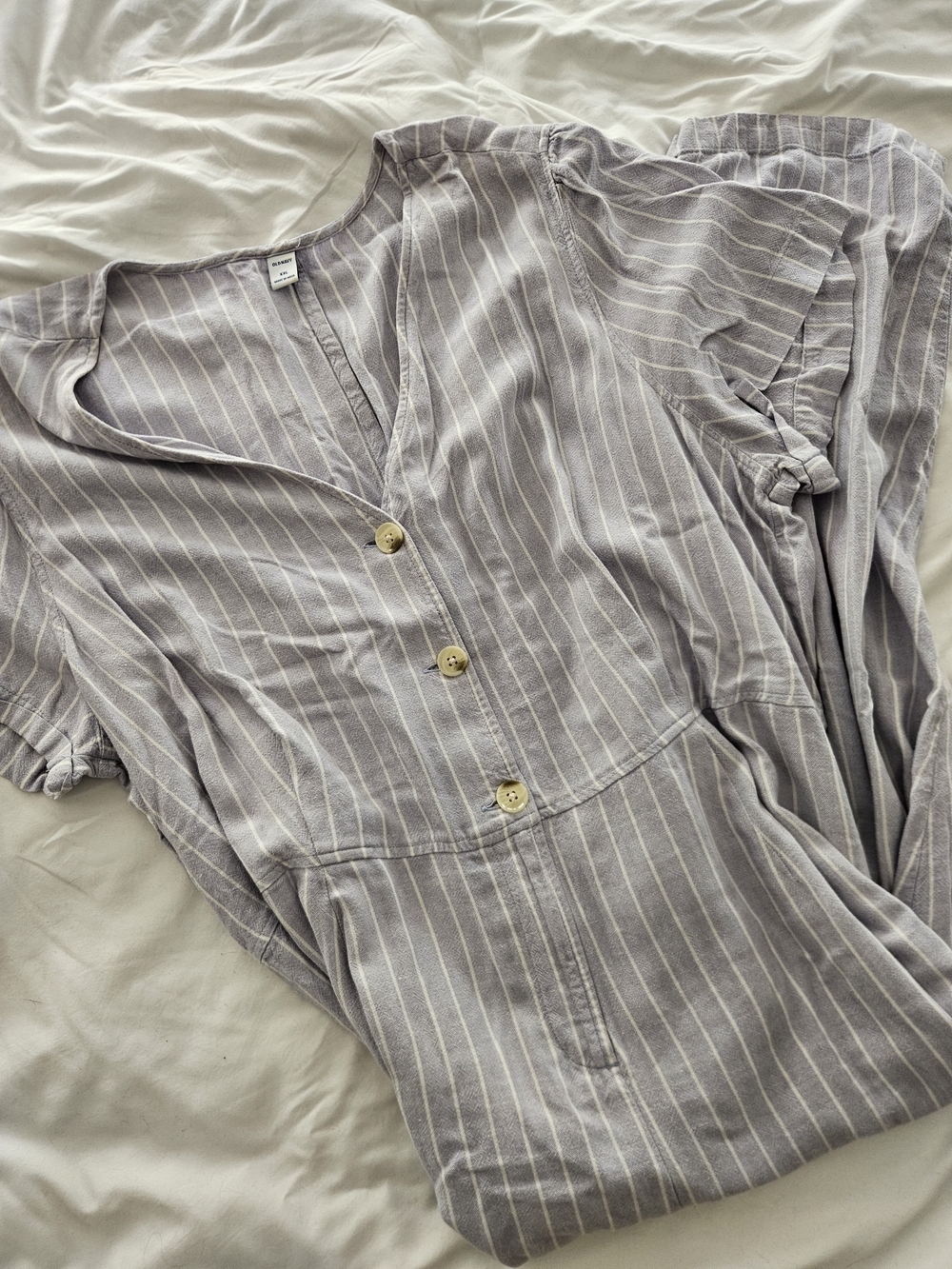 Old Navy Linen Blend Jumpsuit XXL Lilac Stripe